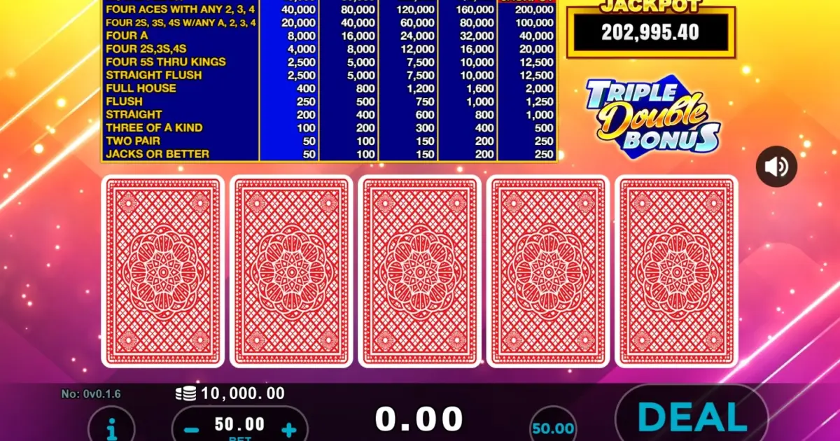 Triple Double Bonus Video Poker — screenshot