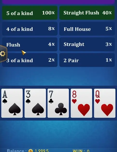 Video Poker (TaDa Gaming) — screenshot