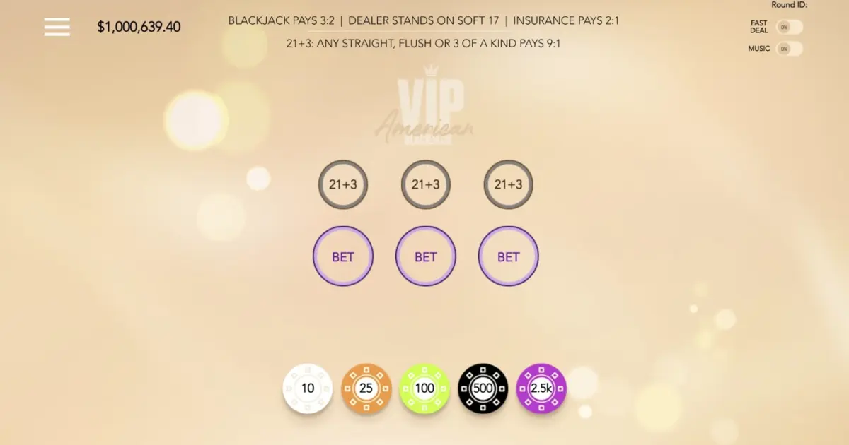 VIP American Blackjack — screenshot