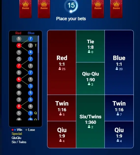 Virtual Domino QQ Baccarat — screenshot