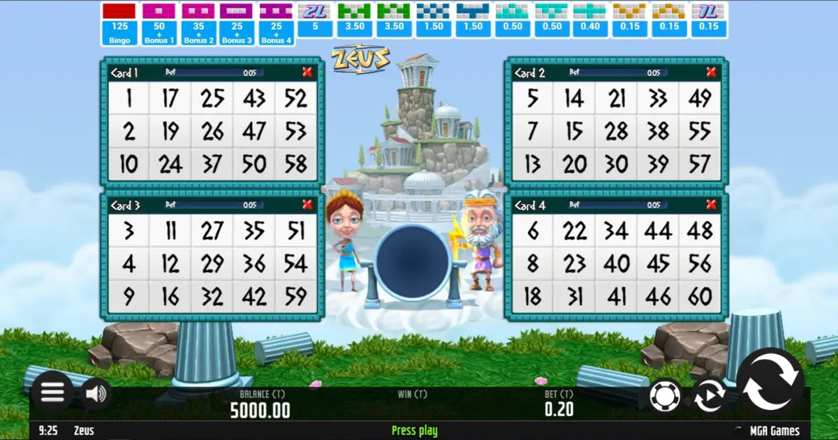Zeus Bingo — screenshot